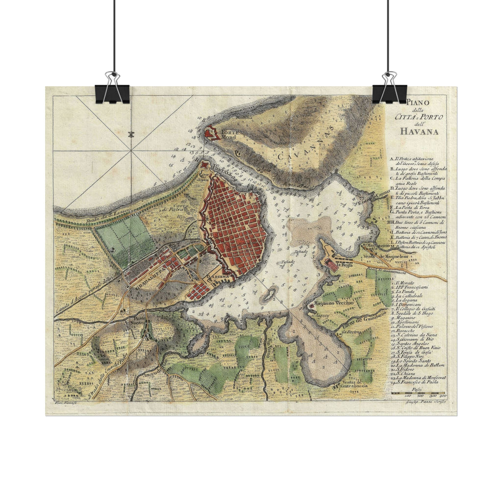 Havana, Cuba Historic City Map (c. 1763) Rolled Poster | Vintage Map Wall Art