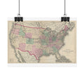 United States of America Historic Map (c. 1873) Rolled Poster | Vintage Map Wall Art
