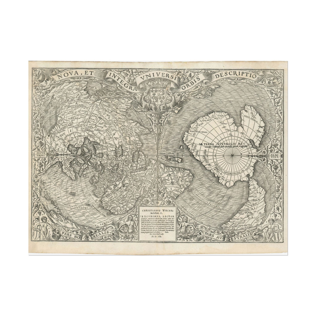 World Atlas Historic Map (c. 1540) Rolled Poster | Vintage Map Wall Art