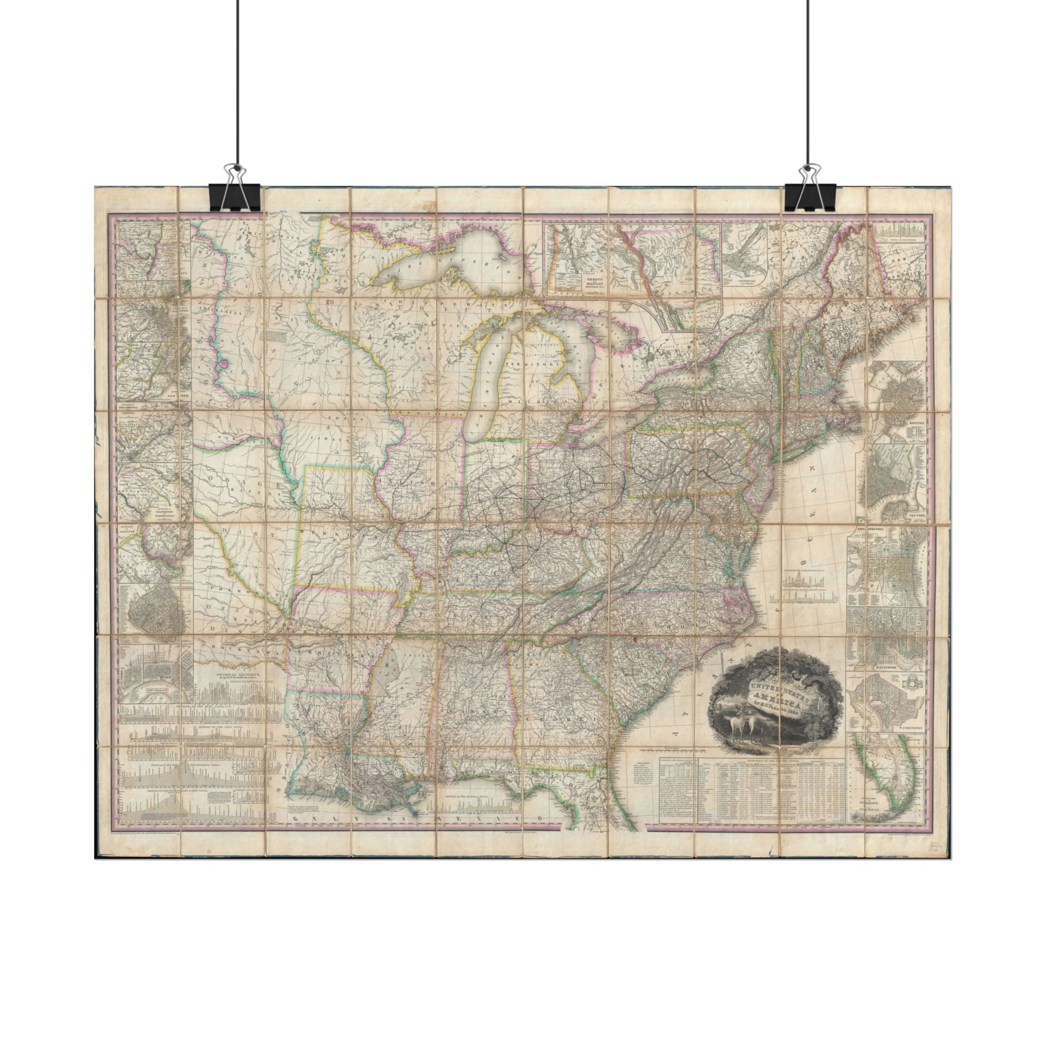 United States of America Historic Map (c. 1829) Rolled Poster | Vintage Map Wall Art