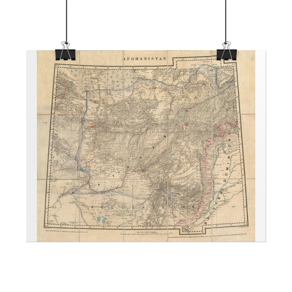 Afghanistan Antique Map (c. 1879) Rolled Poster | Vintage Map Wall Art