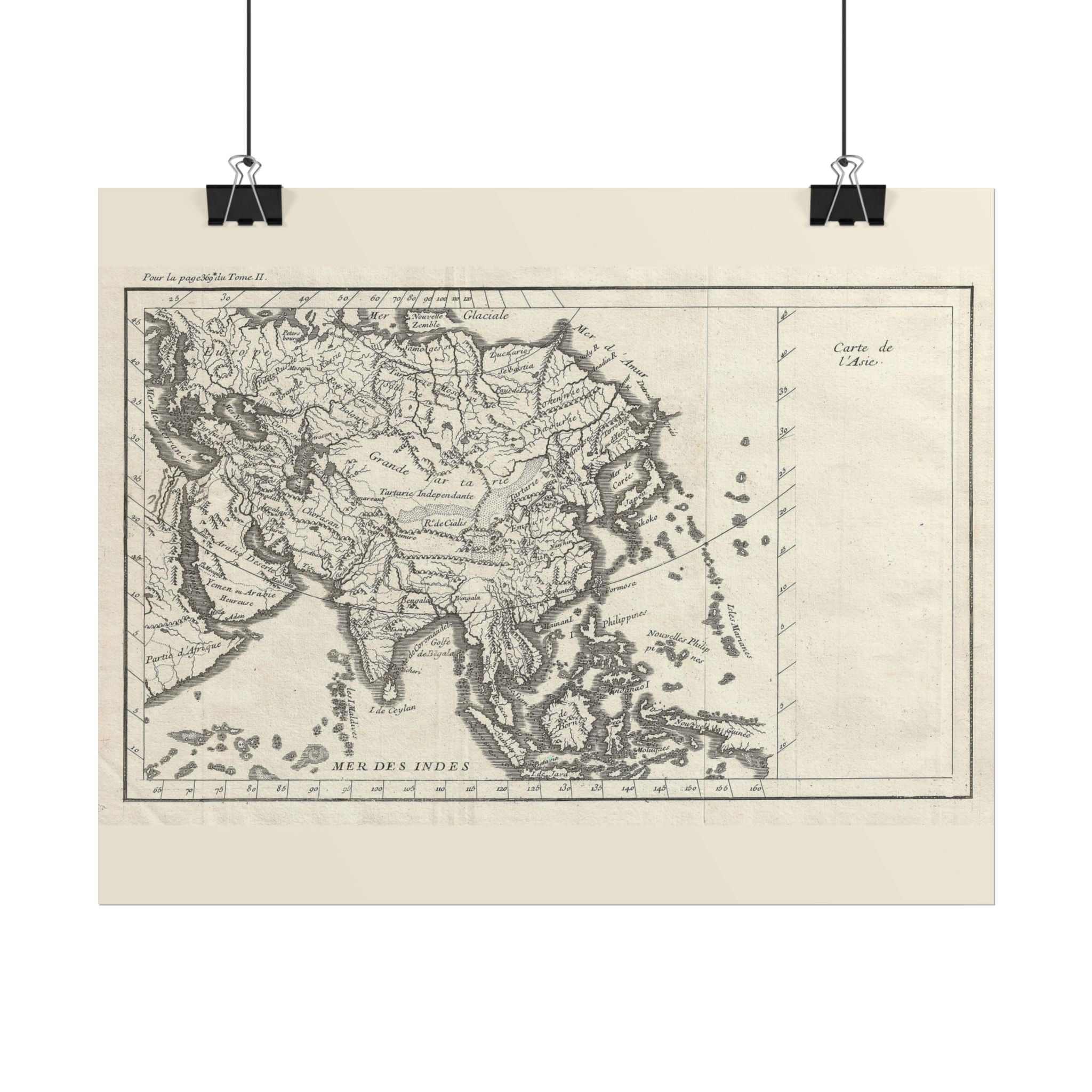 Asia Historic World Map (c. 1790) Rolled Poster | Antique State Map Wall Art