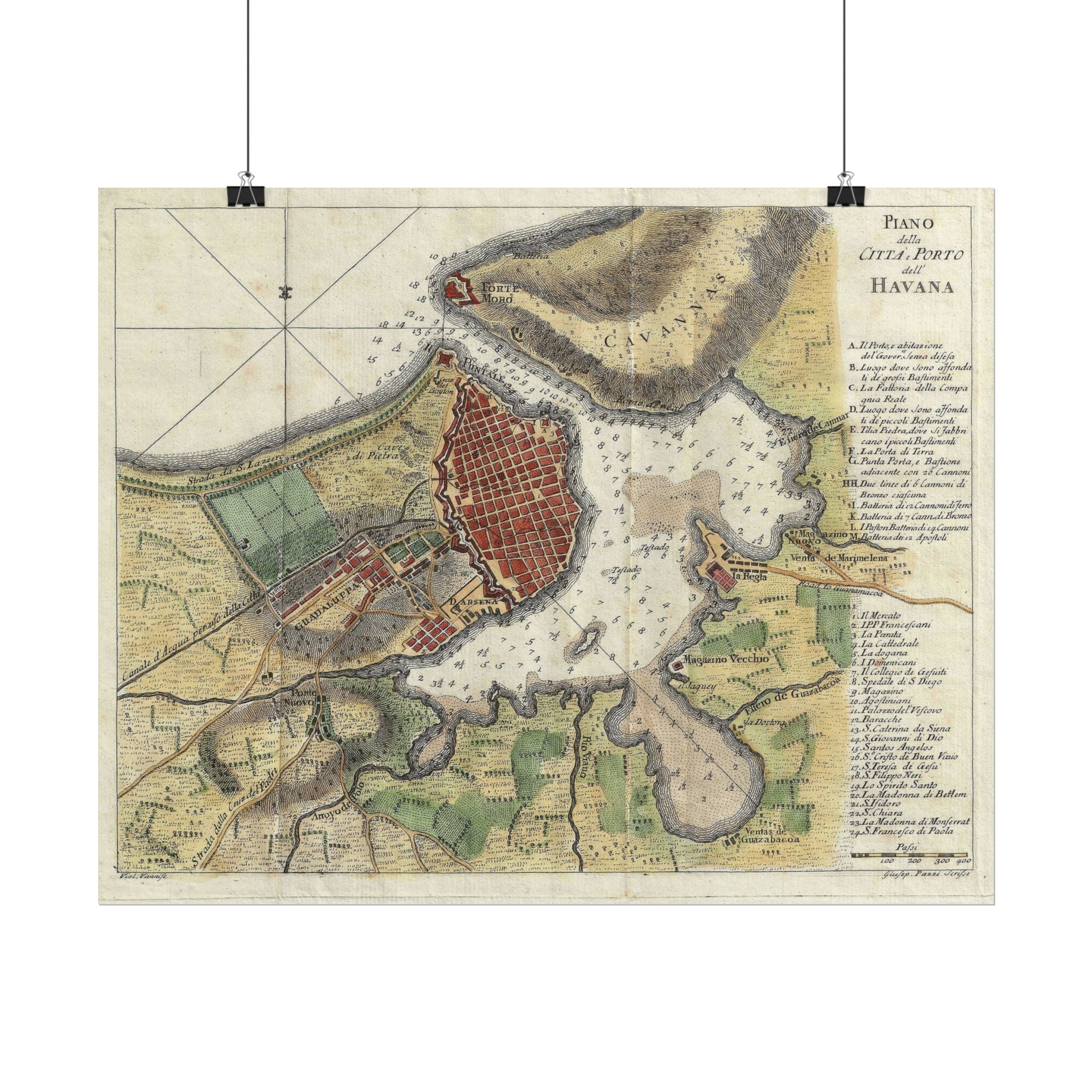 Havana, Cuba Historic City Map (c. 1763) Rolled Poster | Vintage Map Wall Art