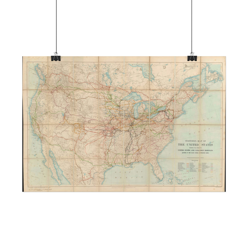 United States of America Historic Railroad Map (c. 1901) Rolled Poster | Vintage Map Wall Art