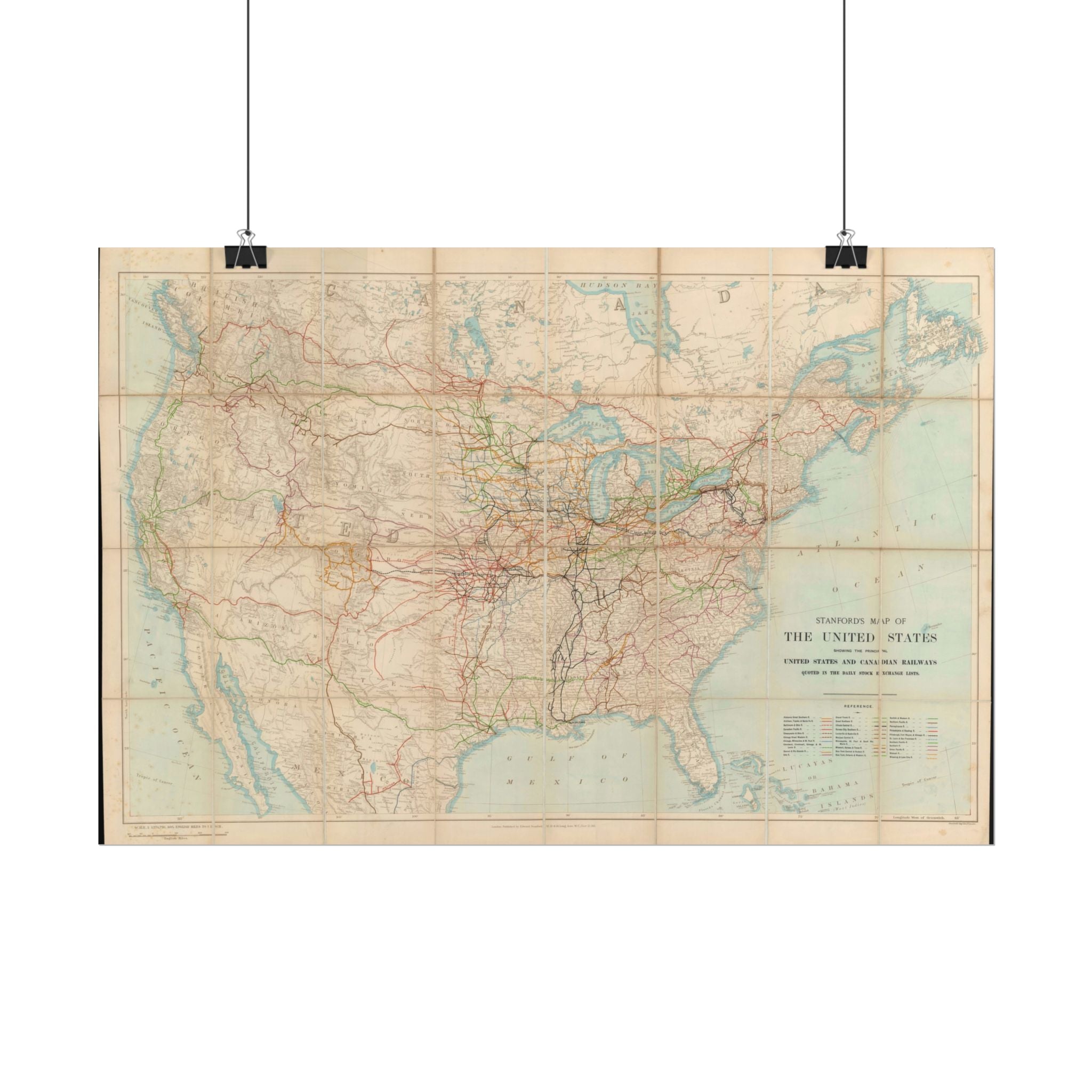 United States of America Historic Railroad Map (c. 1901) Rolled Poster | Vintage Map Wall Art