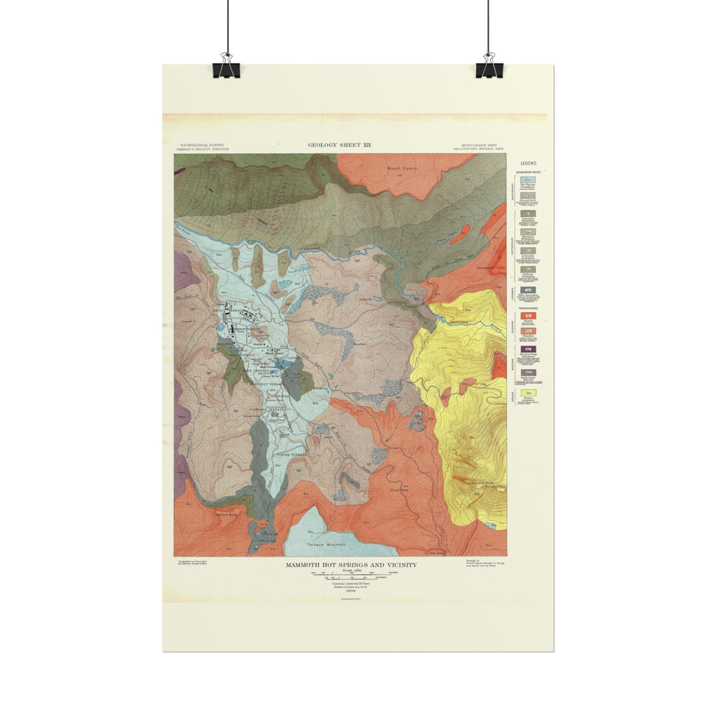 Yellowstone Geologic Survey (c. 1904) Historic Map Rolled Poster | Vintage Map Wall Art