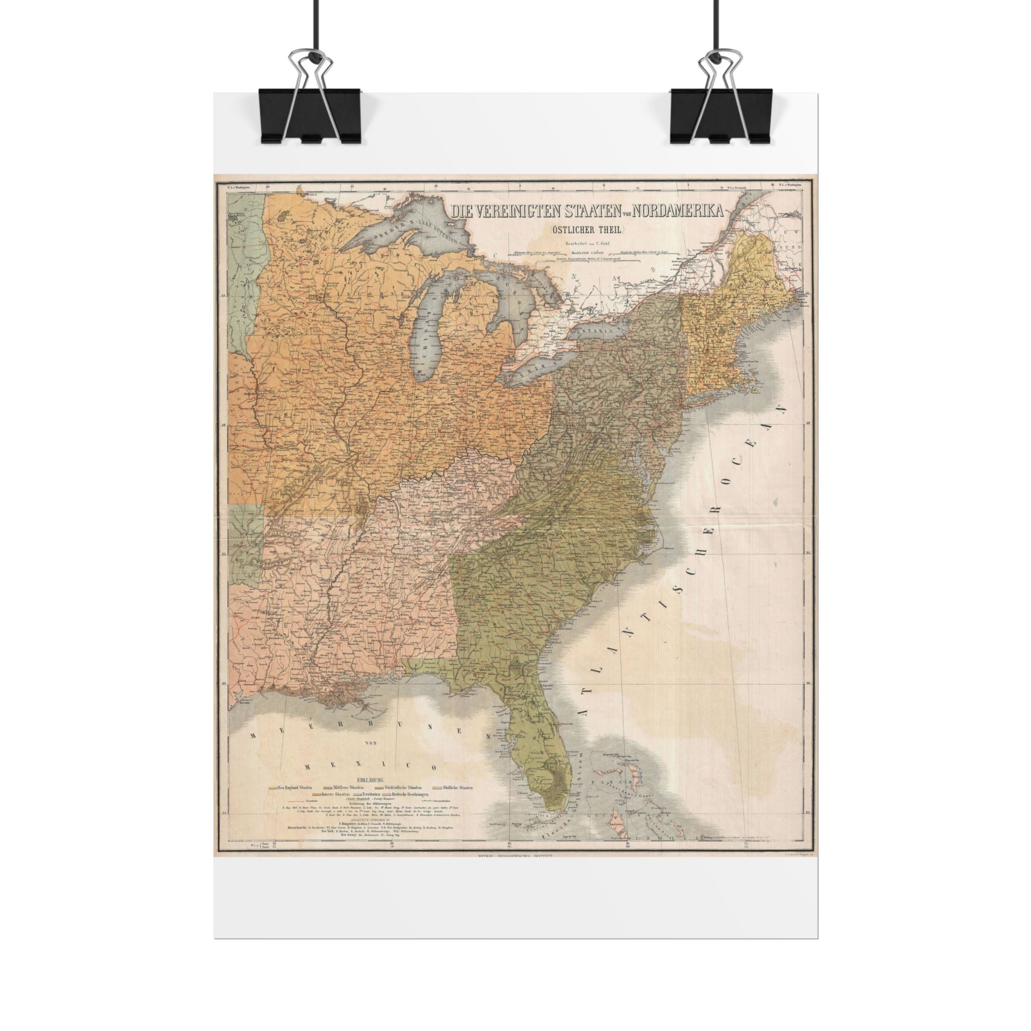 United States of America Historic Map (c. 1886) Rolled Poster | Vintage Map Wall Art