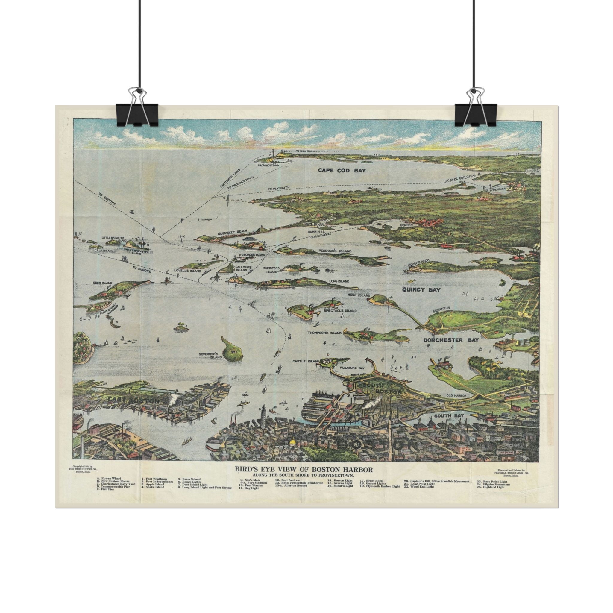 Boston Harbor (c. 1756) Historic City Map Rolled Poster | Vintage Map Wall Art