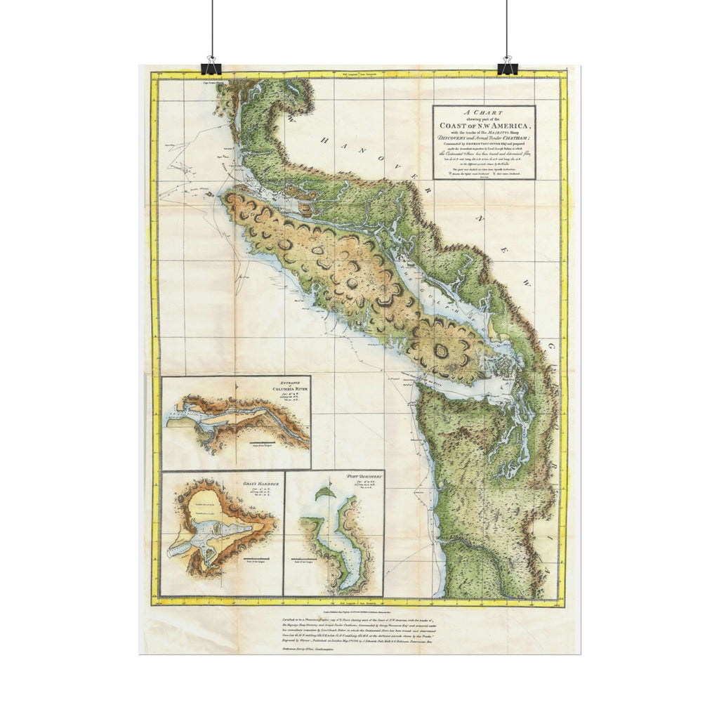 Vancouver, Canada Historic Map (c. 1798) Rolled Poster | Antique City Map Wall Art