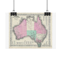 Australia Historic Map (c. 1864) Rolled Poster | Vintage Map Wall Art