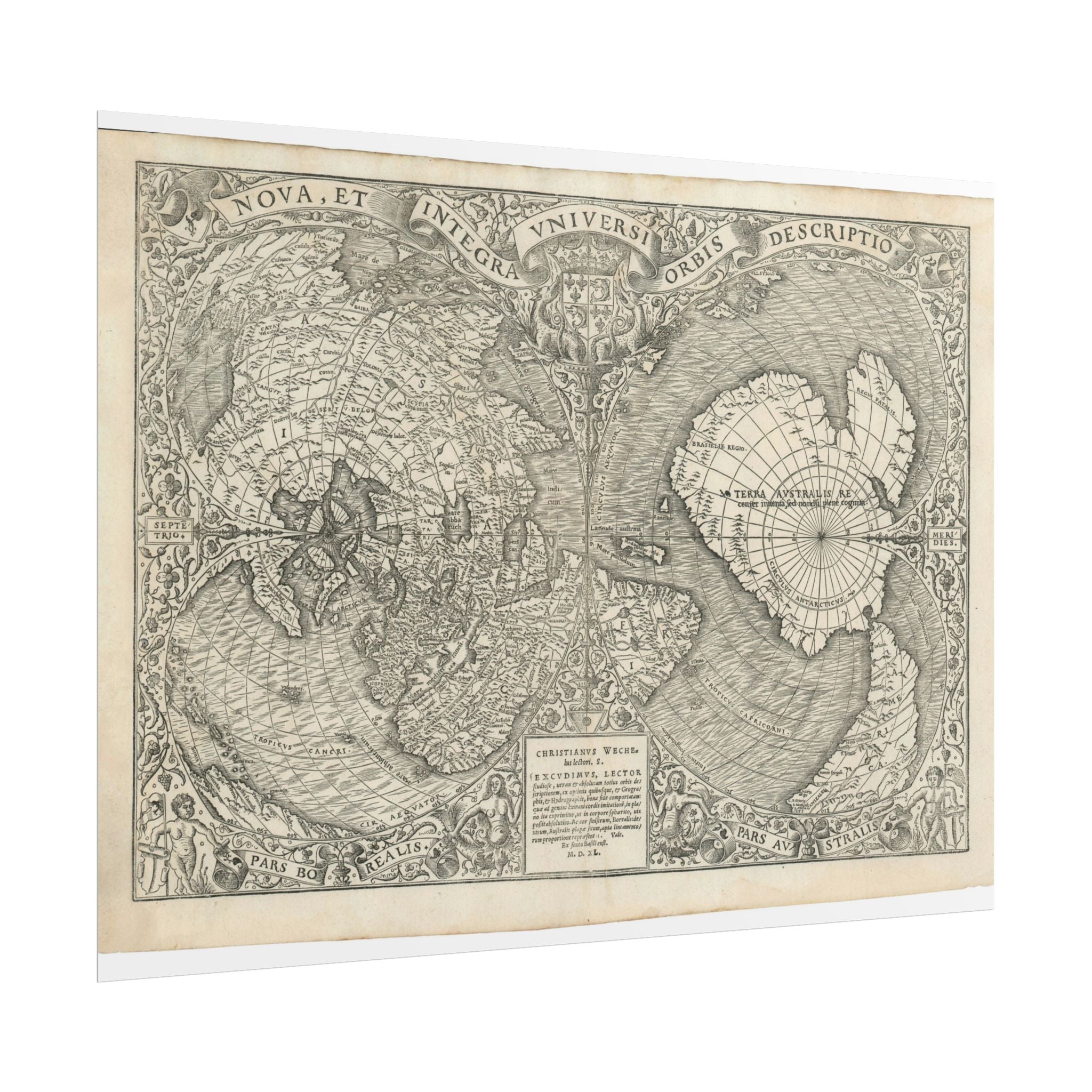 World Atlas Historic Map (c. 1540) Rolled Poster | Vintage Map Wall Art