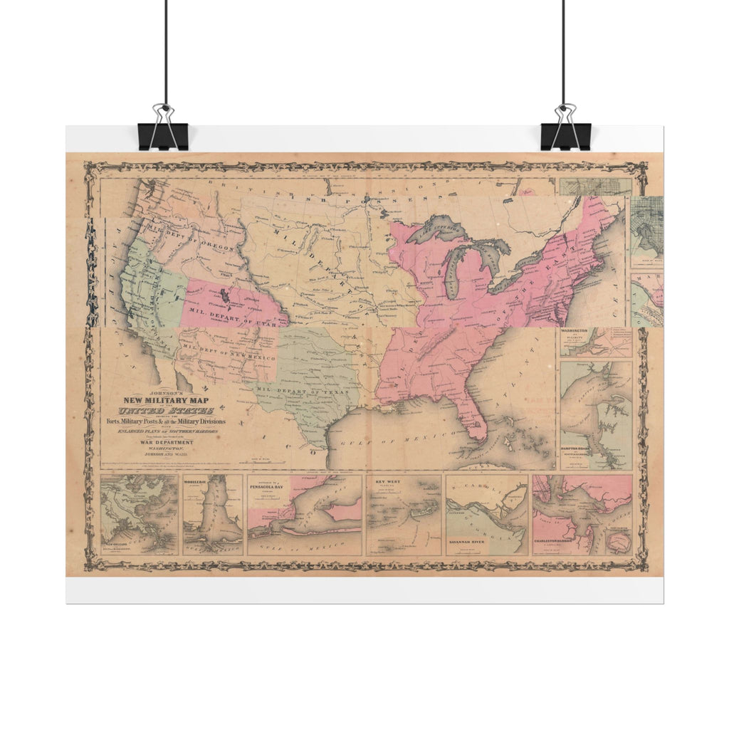 United States of America Historic Military Map (c. 1862) Rolled Poster | Vintage Map Wall Art