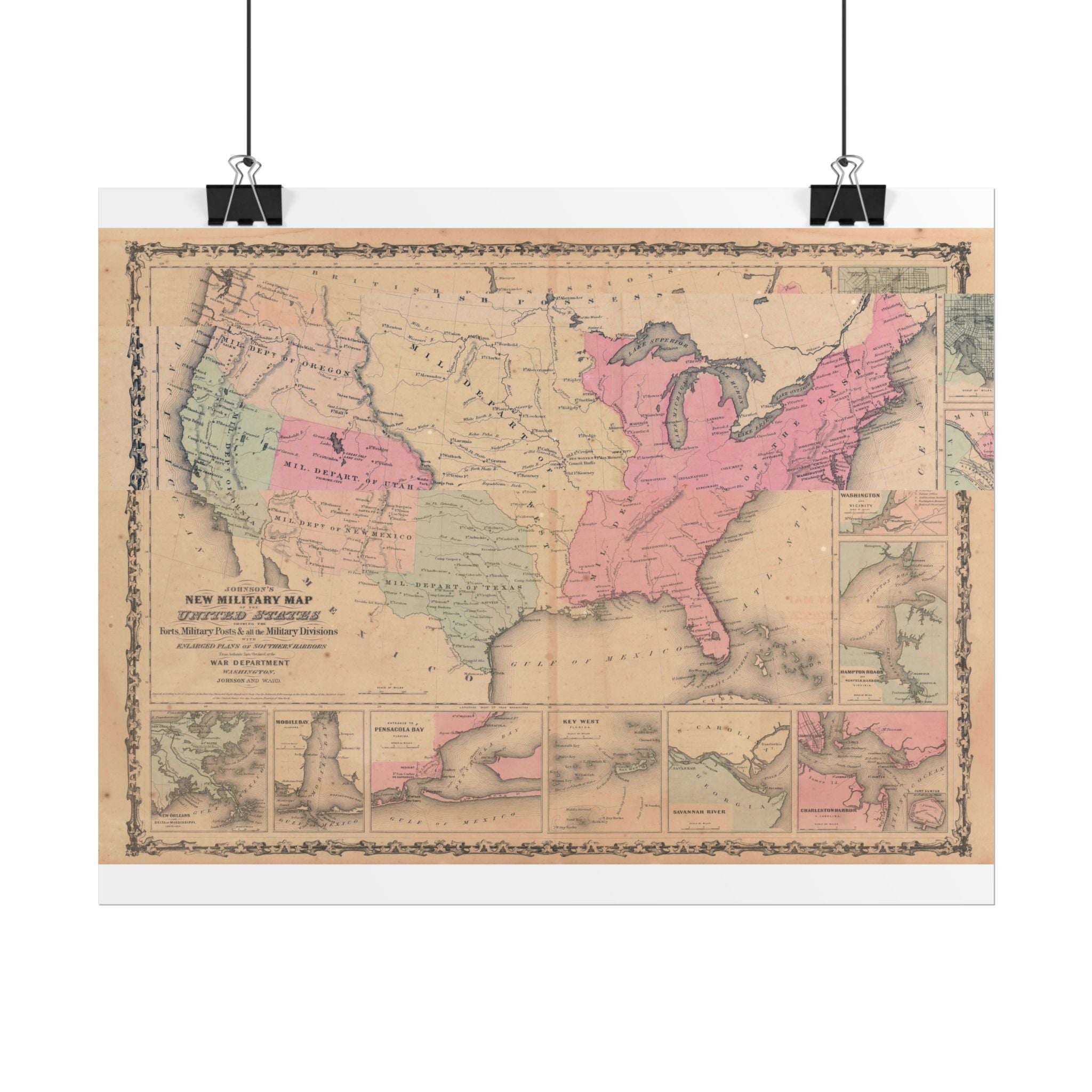 United States of America Historic Military Map (c. 1862) Rolled Poster | Vintage Map Wall Art