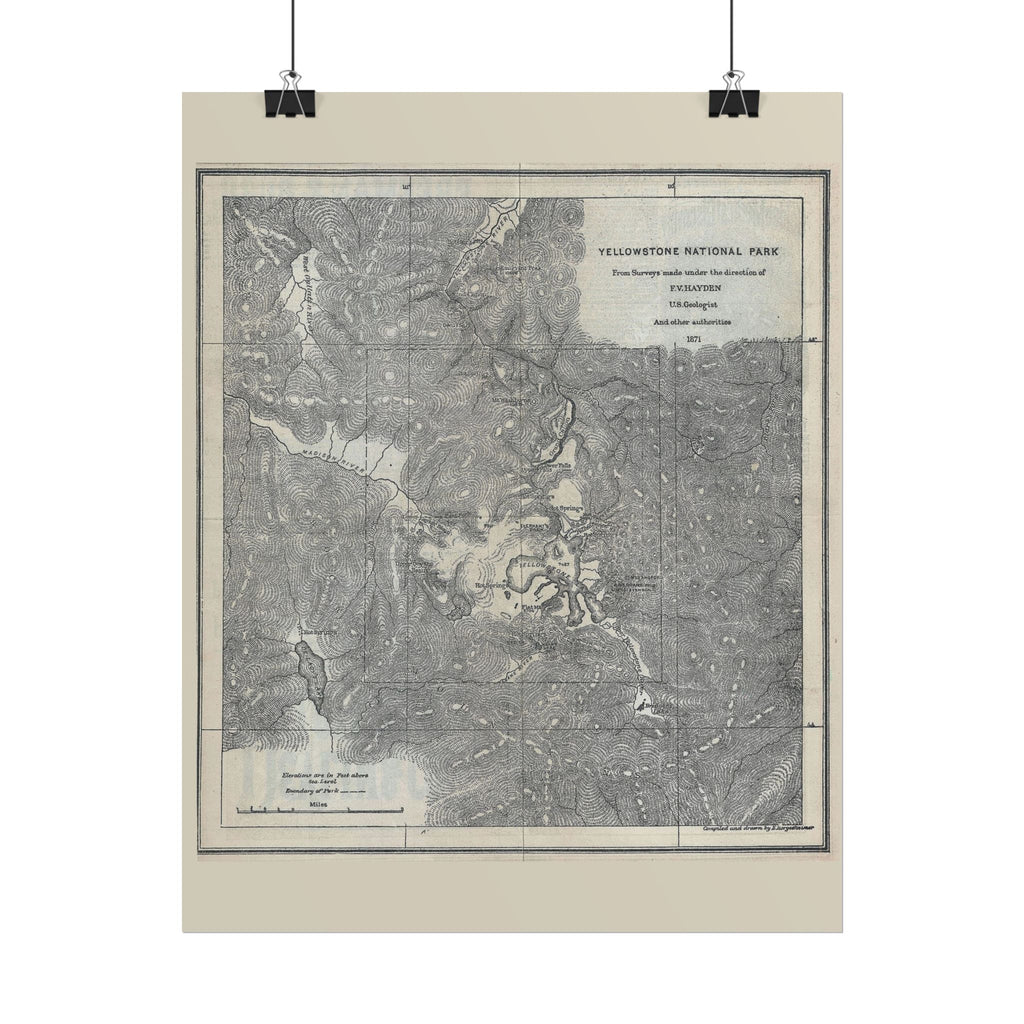 Yellowstone Geologic Survey (c. 1871) Historic Map Rolled Poster | Antique Map Wall Art