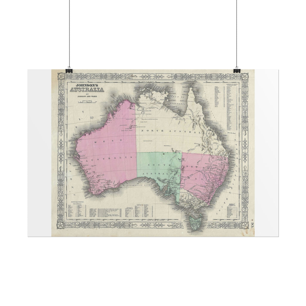 Australia Historic Map (c. 1863) Rolled Poster | Vintage Map Wall Art