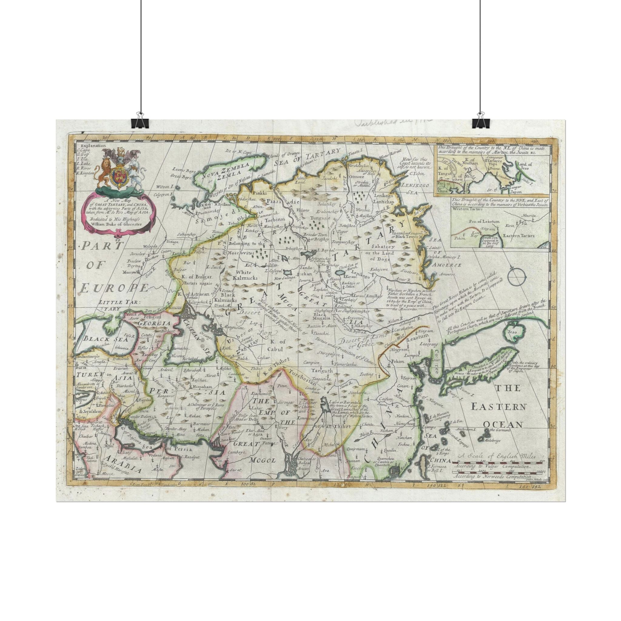 Tartary and China Historic Map (c.1712) Rolled Poster | Vintage Map Wall Art