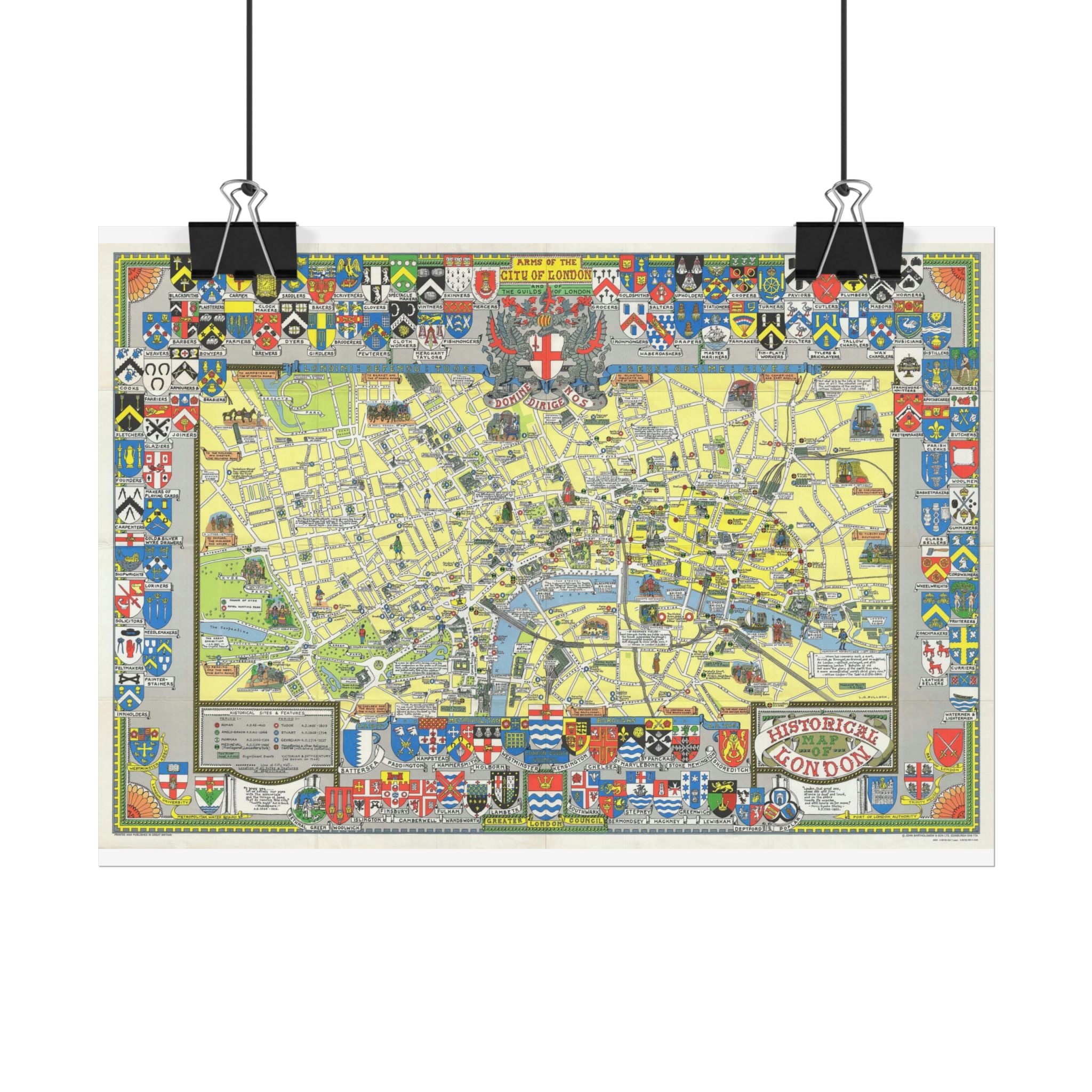 London, England Historic City Map (c. 1978) Rolled Poster | Vintage Map Wall Art