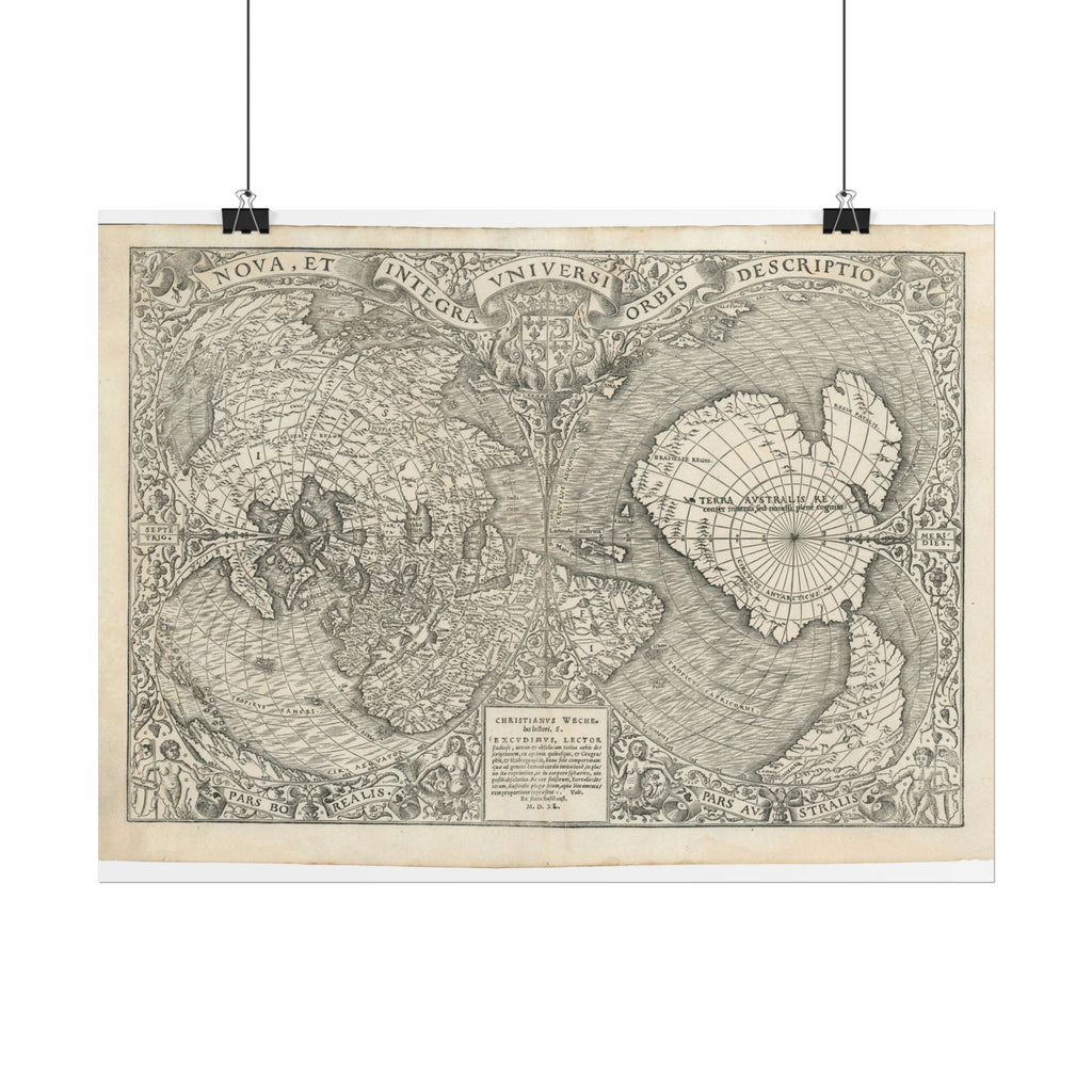 World Atlas Historic Map (c. 1540) Rolled Poster | Vintage Map Wall Art