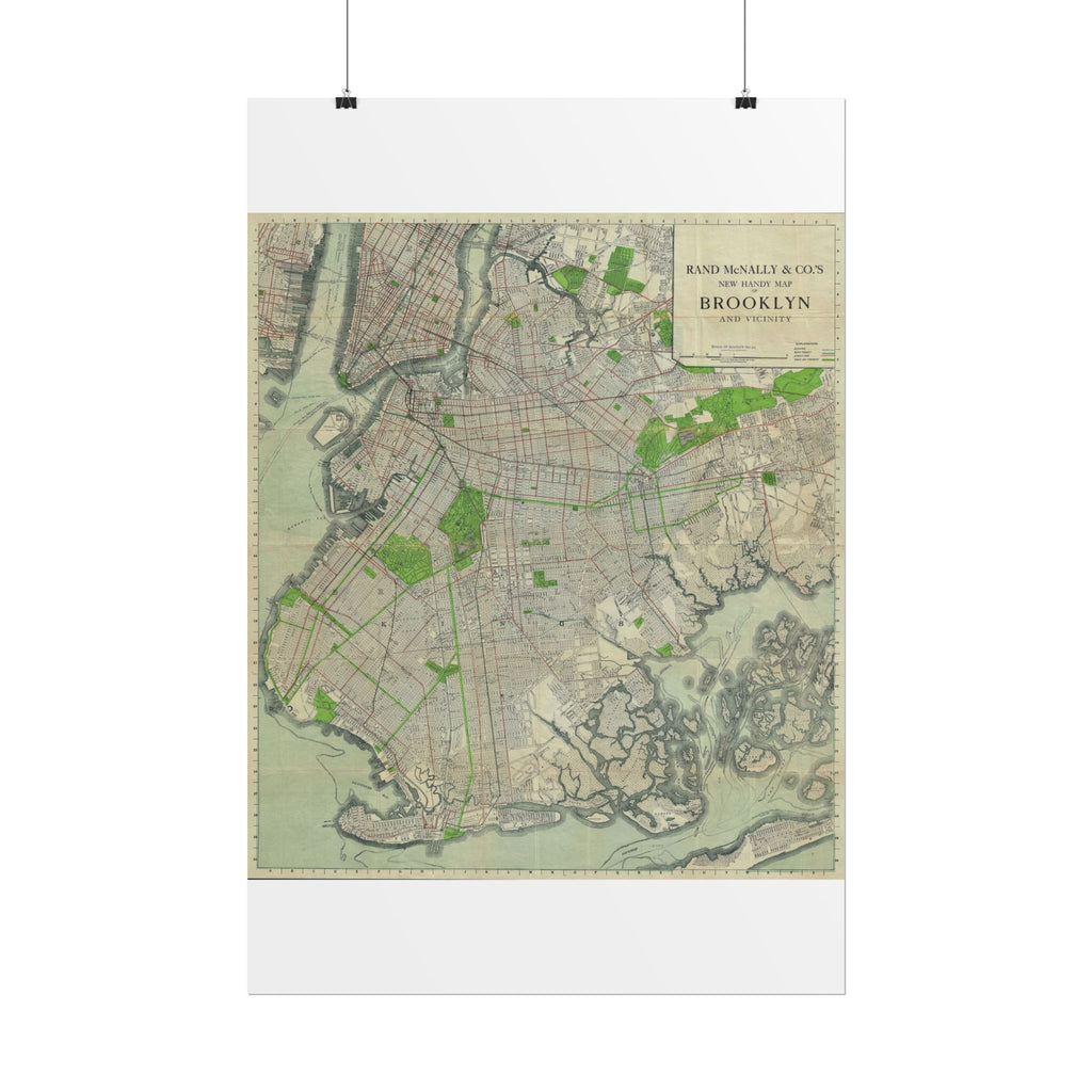 Brooklyn, New York Historic Map (c. 1911) Rolled Poster | Antique City Map Wall Art