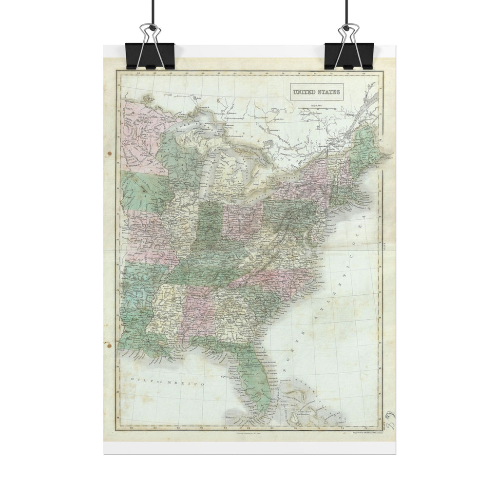 United States of America Historic Map (c. 1851) Rolled Poster | Vintage Map Wall Art