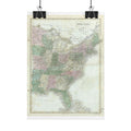United States of America Historic Map (c. 1851) Rolled Poster | Vintage Map Wall Art