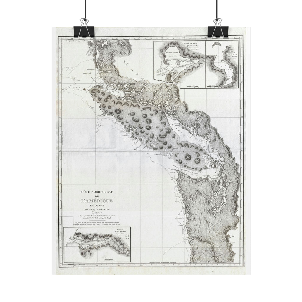 Vancouver, Canada Historic Map (c. 1799) Rolled Poster | Antique City Map Wall Art