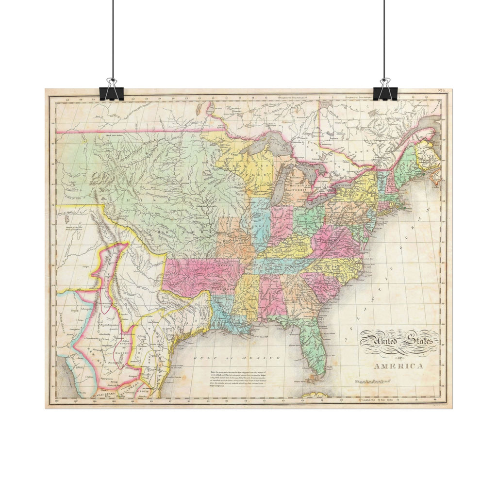 United States of America Historic Map (c. 1823) Rolled Poster | Vintage Map Wall Art
