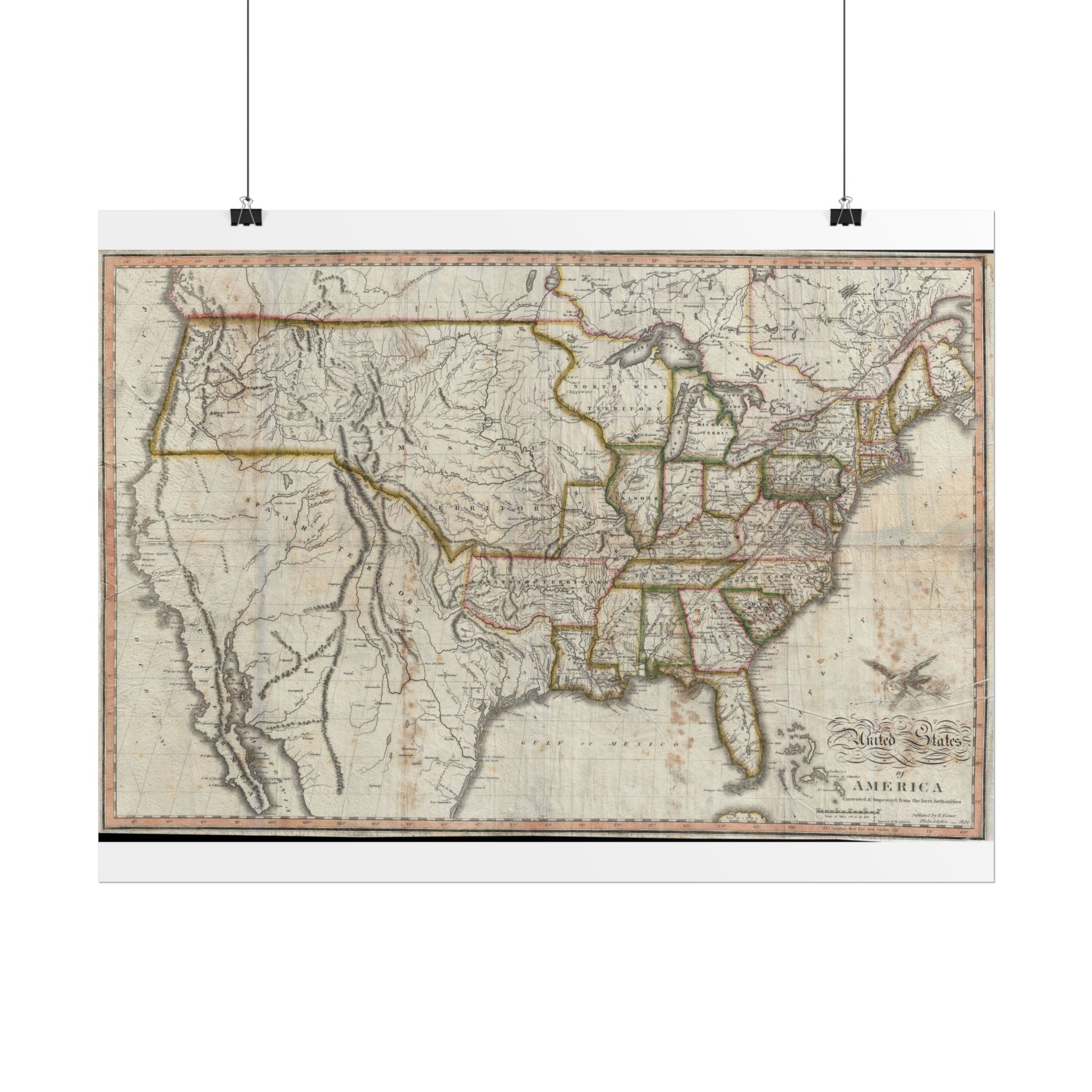 United States of America Historic Map (c. 1820) Rolled Poster | Vintage Map Wall Art