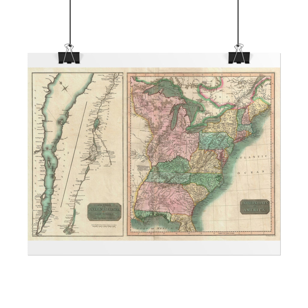 United States of America Historic Map (c. 1814) Rolled Poster | Vintage Map Wall Art
