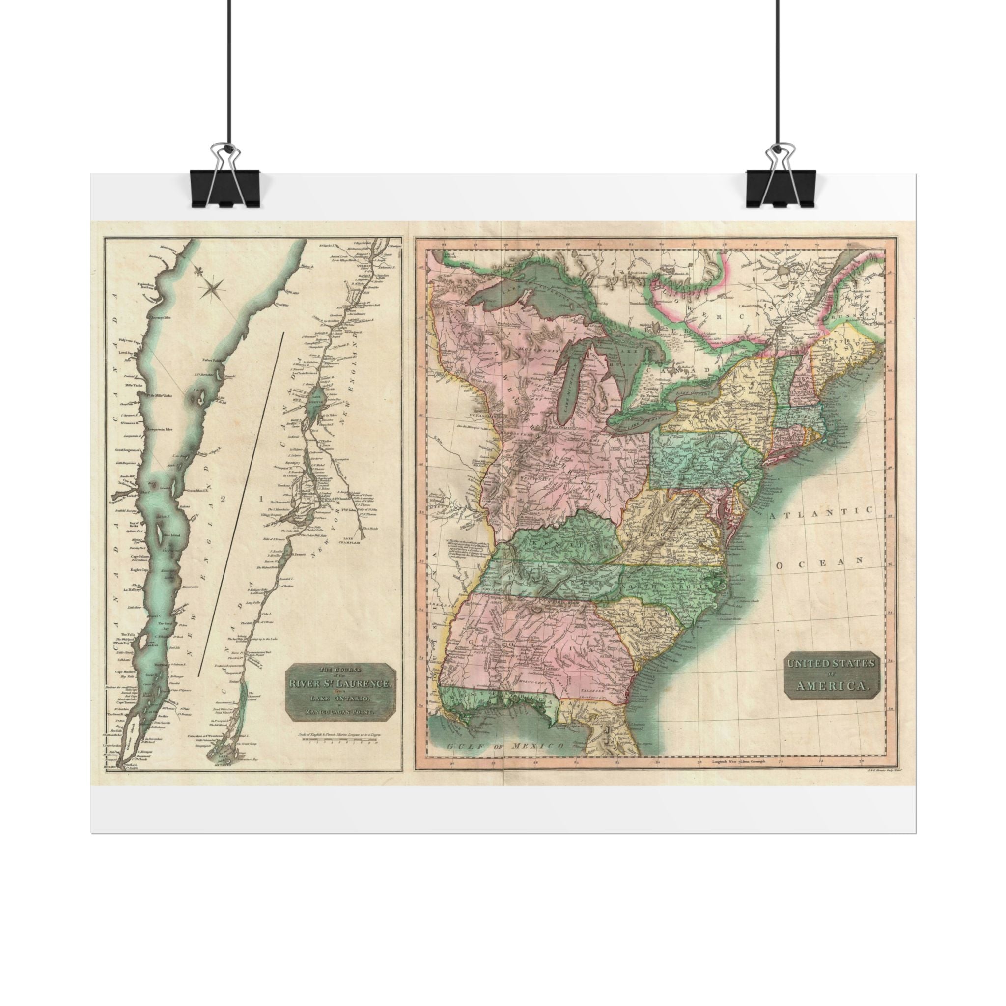 United States of America Historic Map (c. 1814) Rolled Poster | Vintage Map Wall Art