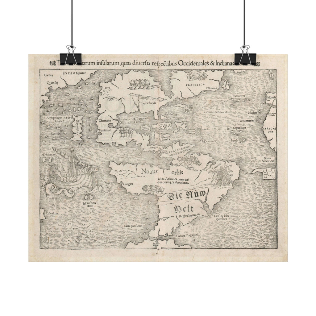 Americas Vintage Map (c. 1552) Rolled Poster | Antique Map Wall Art
