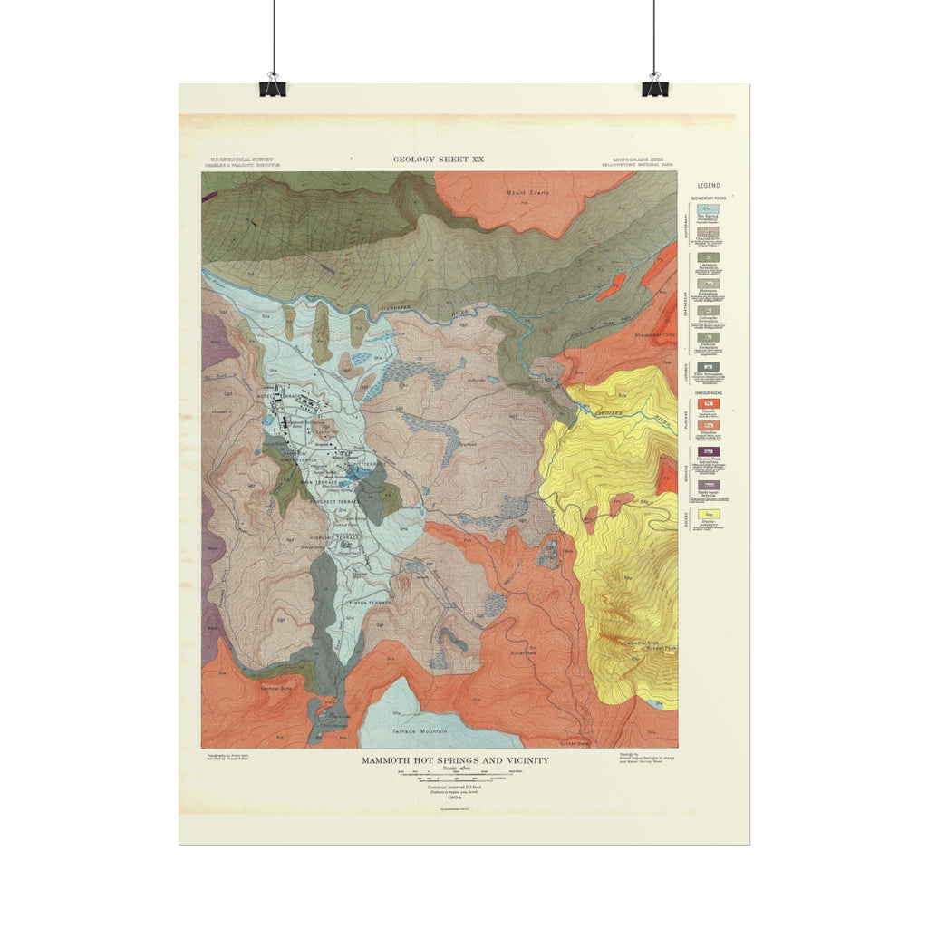 Yellowstone Geologic Survey (c. 1904) Historic Map Rolled Poster | Vintage Map Wall Art