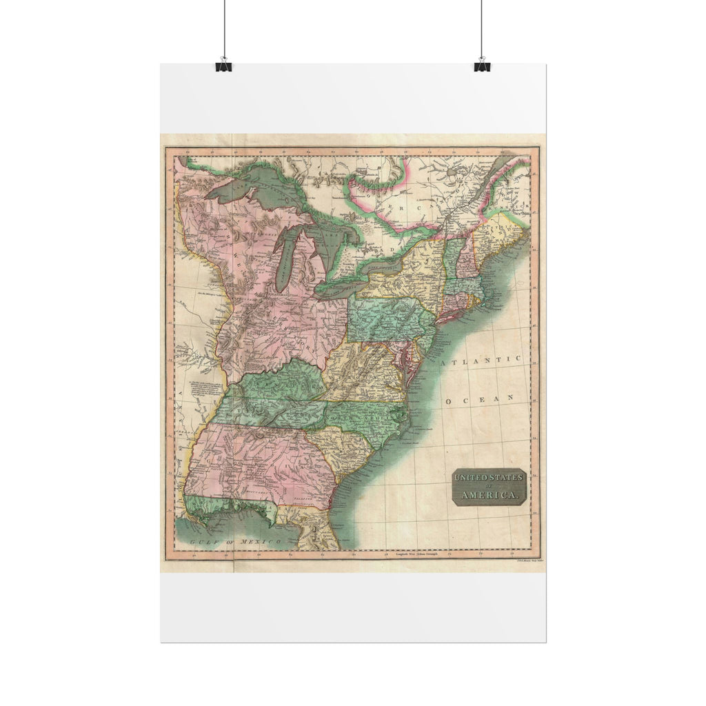 United States of America Historic Map (c. 1814) Rolled Poster | Vintage Map Wall Art