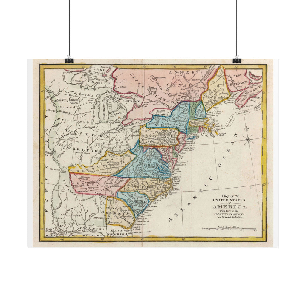 United States of America Historic Map (c. 1817) Rolled Poster | Vintage Map Wall Art