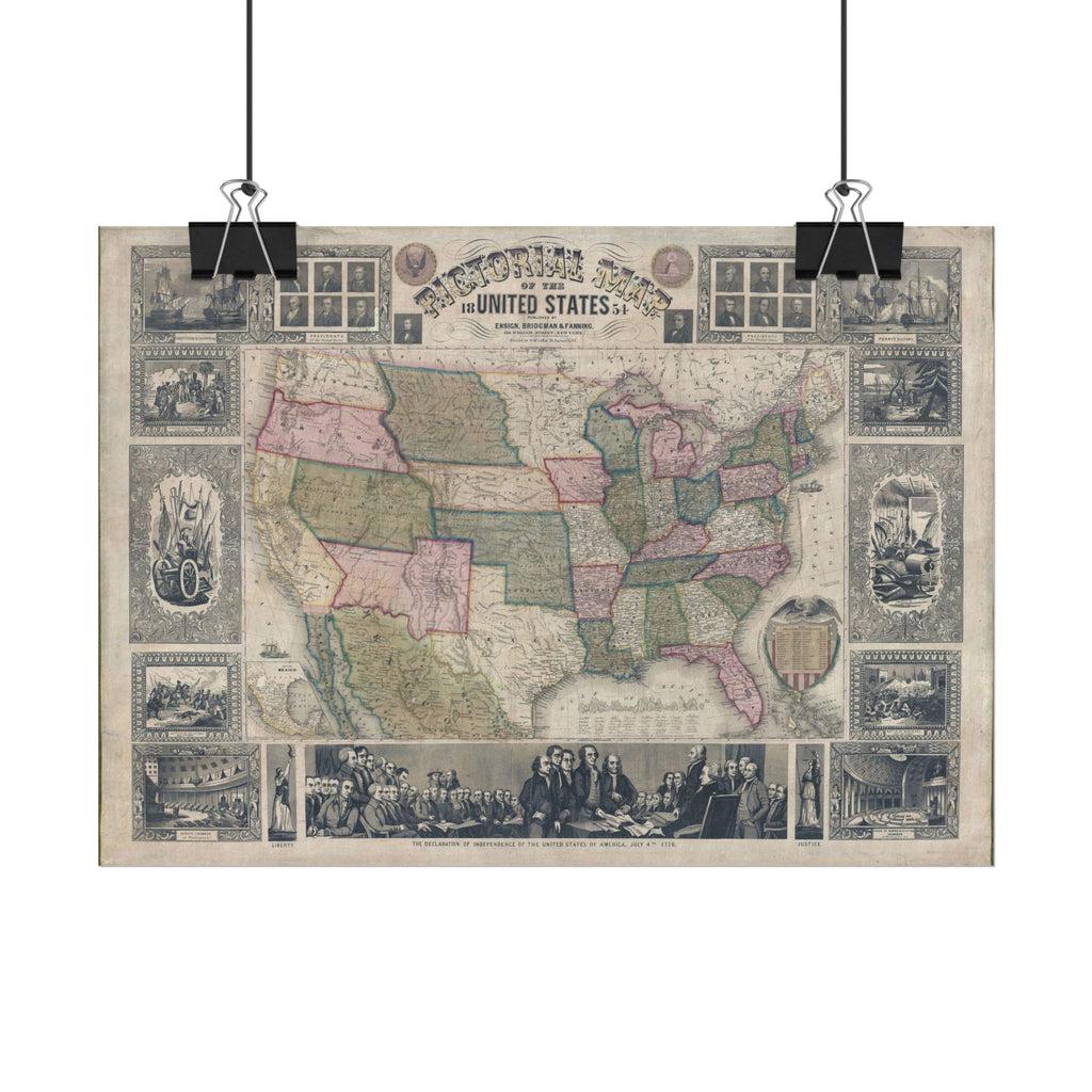 United States of America Historic Map (c. 1854) Rolled Poster | Vintage Map Wall Art