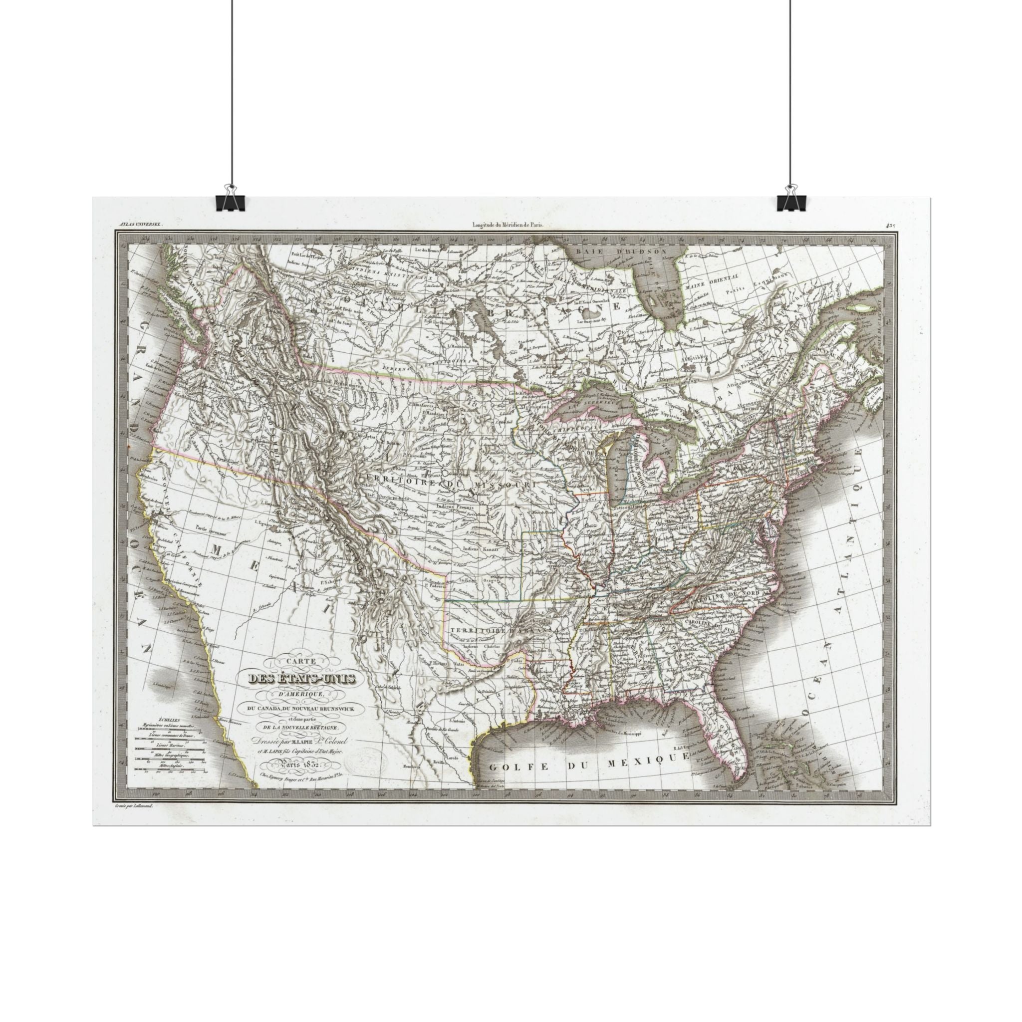 United States of America Historic Map (c. 1829) Rolled Poster | Vintage Map Wall Art