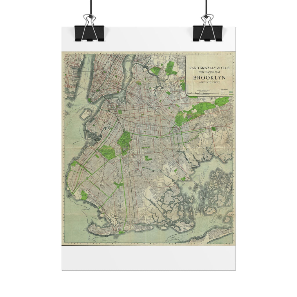 Brooklyn, New York Historic Map (c. 1911) Rolled Poster | Antique City Map Wall Art