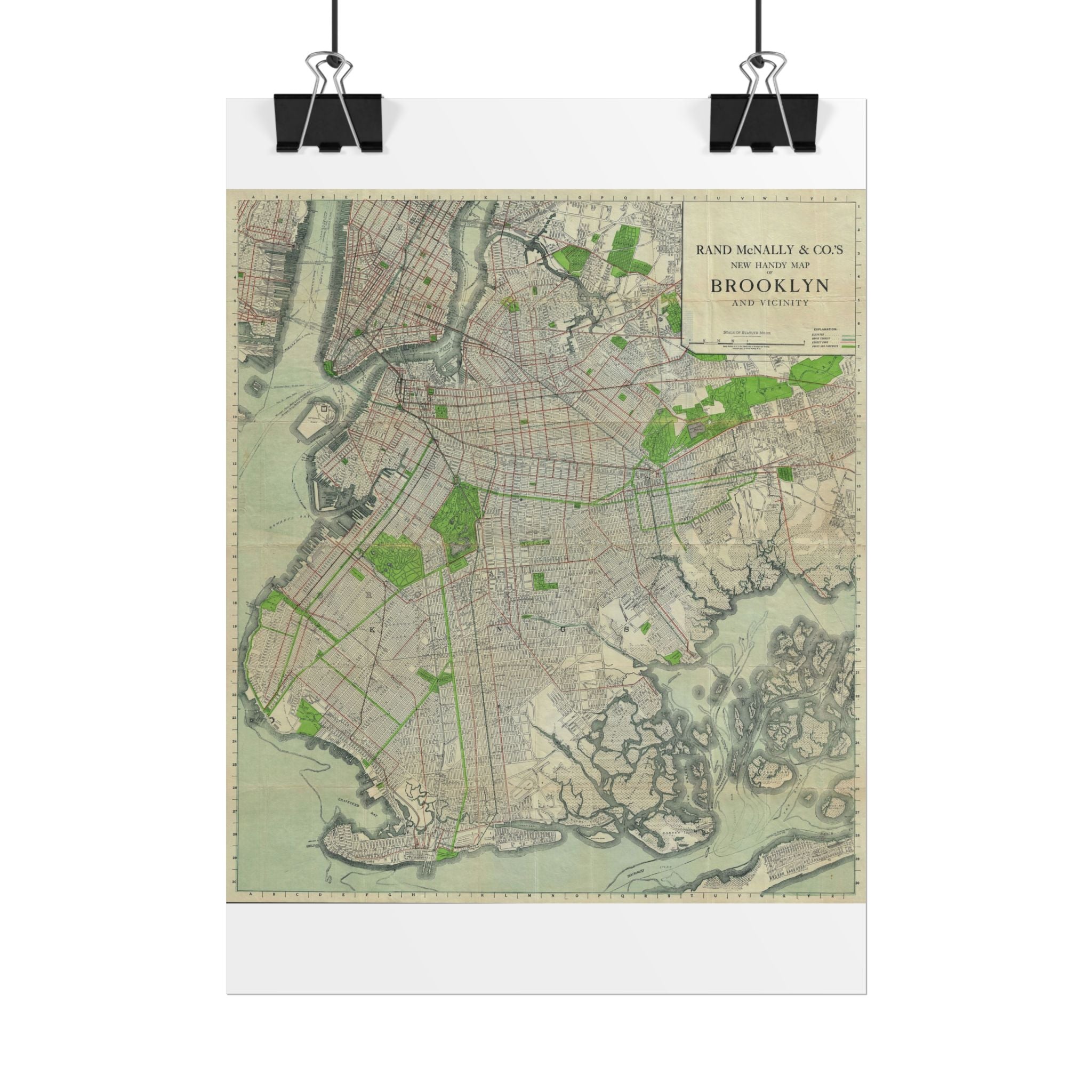 Brooklyn, New York Historic Map (c. 1911) Rolled Poster | Antique City Map Wall Art