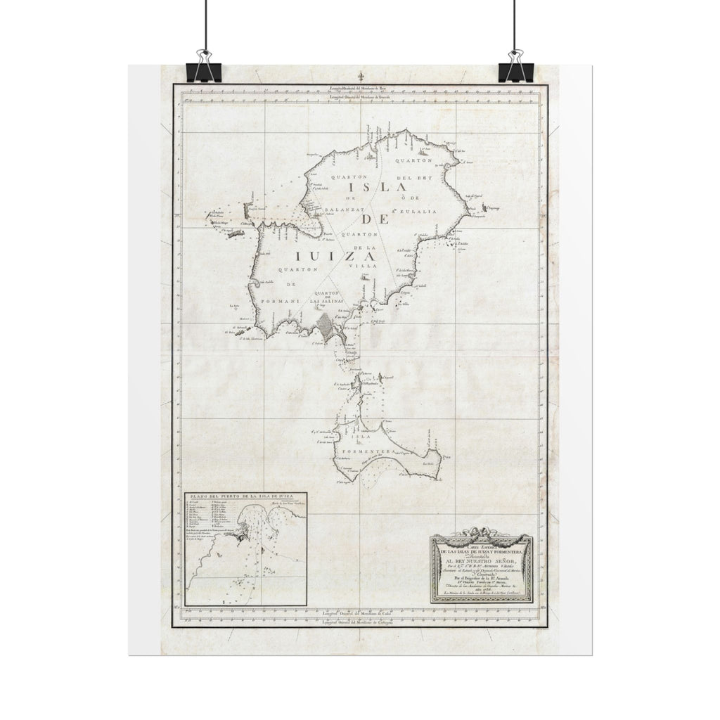 Ibiza, Spain Historic City Map (c. 1786) Rolled Poster | Vintage Map Wall Art