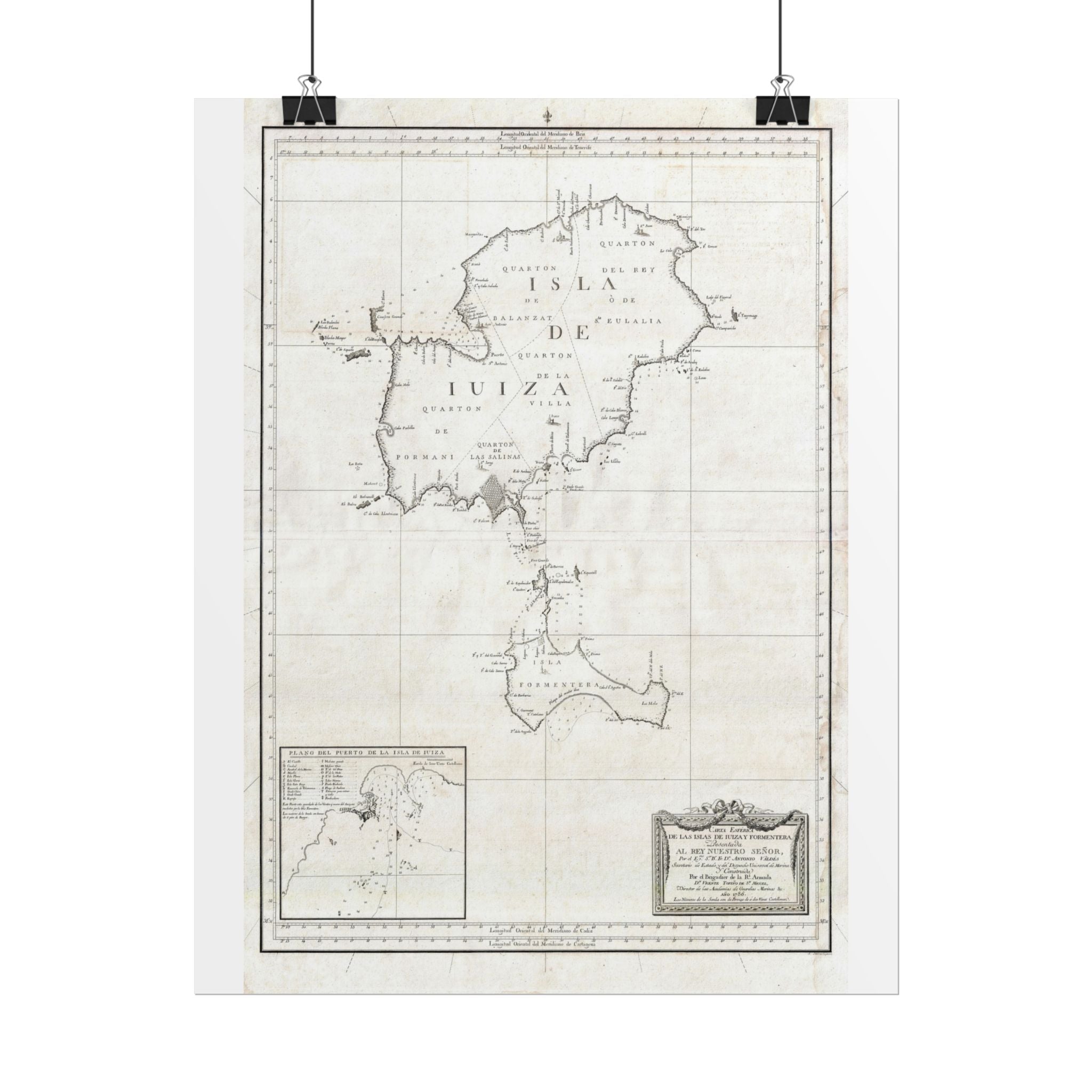 Ibiza, Spain Historic City Map (c. 1786) Rolled Poster | Vintage Map Wall Art