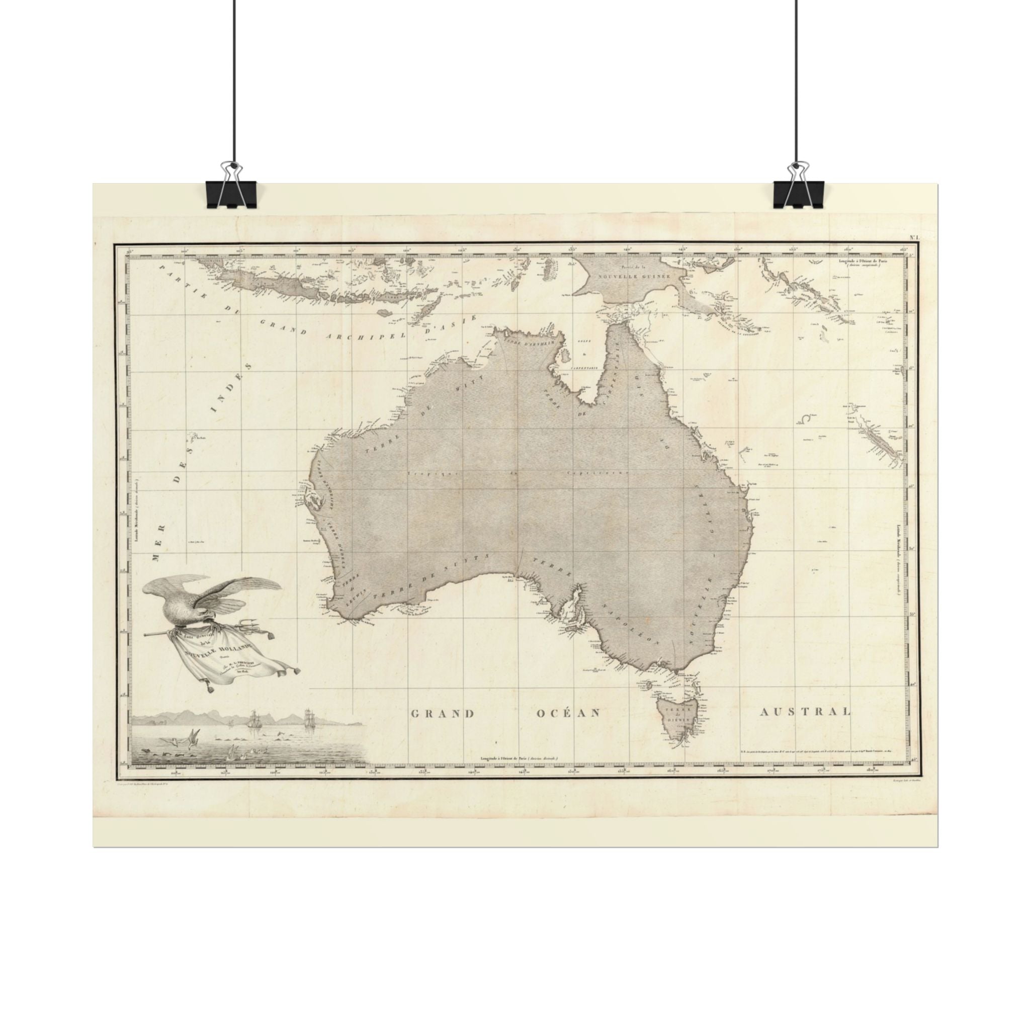 Australia Historic Map (c. 1811) Rolled Poster | Vintage Map Wall Art