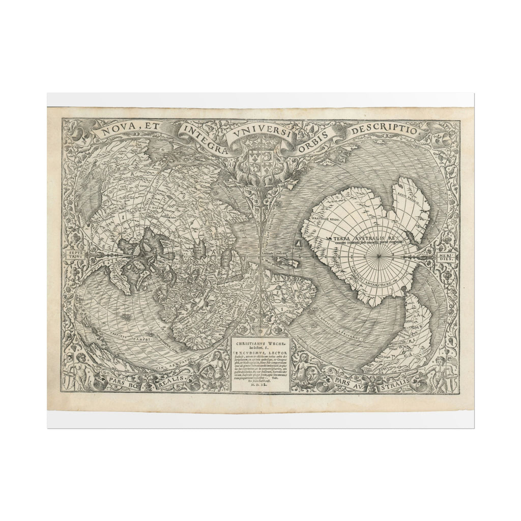 World Atlas Historic Map (c. 1540) Rolled Poster | Vintage Map Wall Art