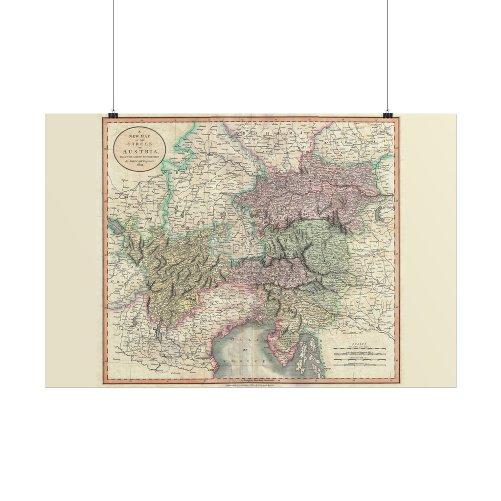 Austria Historic Map (c. 1801) Rolled Poster | Vintage Map Wall Art