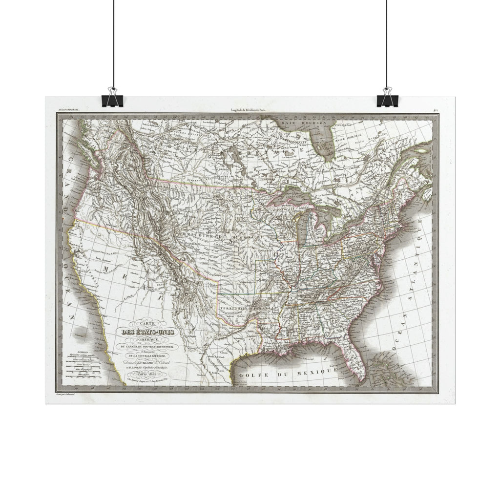 United States of America Historic Map (c. 1829) Rolled Poster | Vintage Map Wall Art