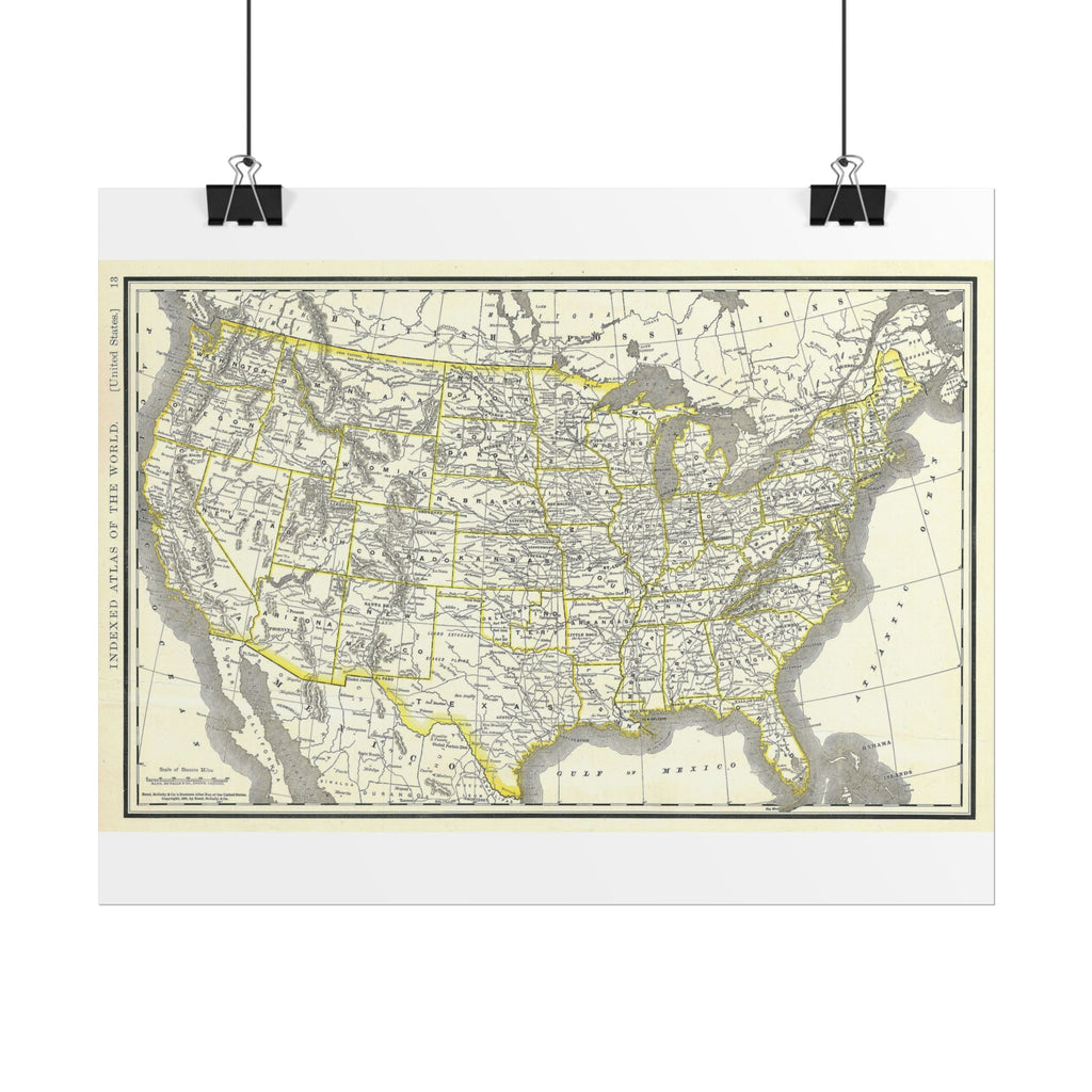 United States of America Historic Map (c. 1893) Rolled Poster | Vintage Map Wall Art