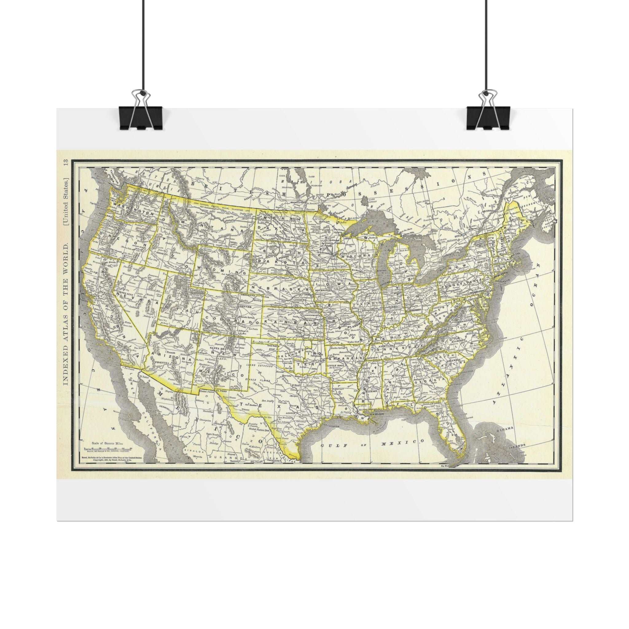 United States of America Historic Map (c. 1893) Rolled Poster | Vintage Map Wall Art