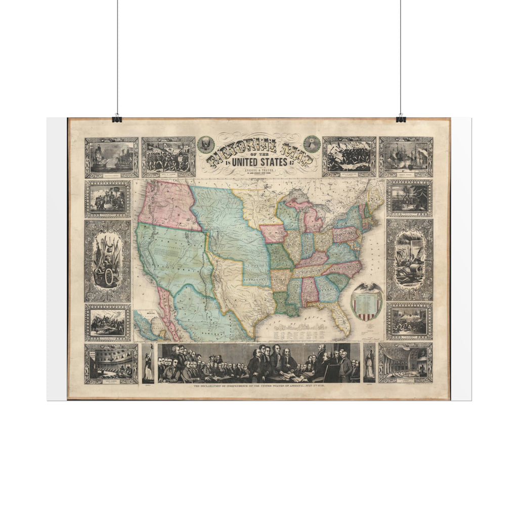 United States of America Historic Map (c. 1847) Rolled Poster | Vintage Map Wall Art