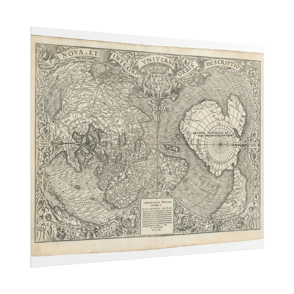 World Atlas Historic Map (c. 1540) Rolled Poster | Vintage Map Wall Art