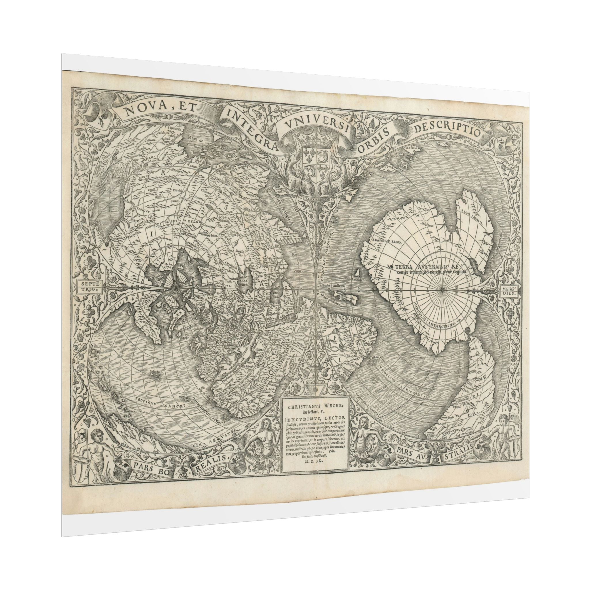 World Atlas Historic Map (c. 1540) Rolled Poster | Vintage Map Wall Art