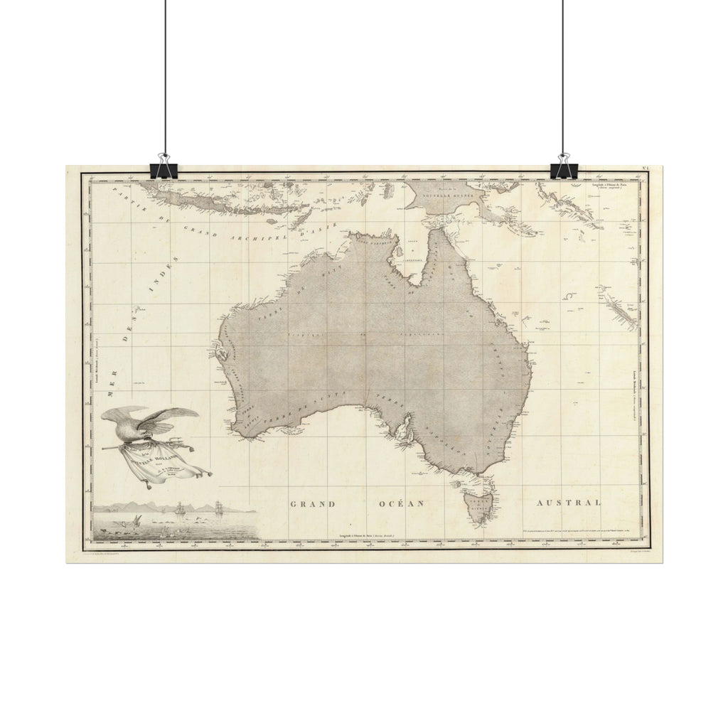 Australia Historic Map (c. 1811) Rolled Poster | Vintage Map Wall Art